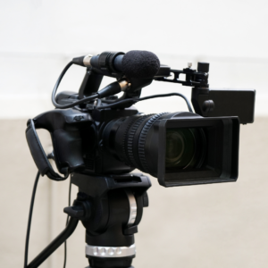 Videography camera on tripod